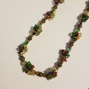 Cookie Lee 34" long stone chip cluster necklace